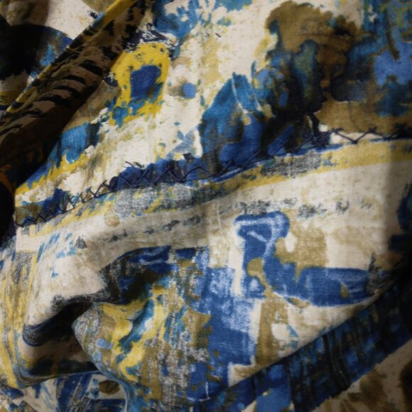 Artsy Abstract Midi Skirt XS Small Blue Mod Pleated Handmade High Waist - Picture 5 of 9